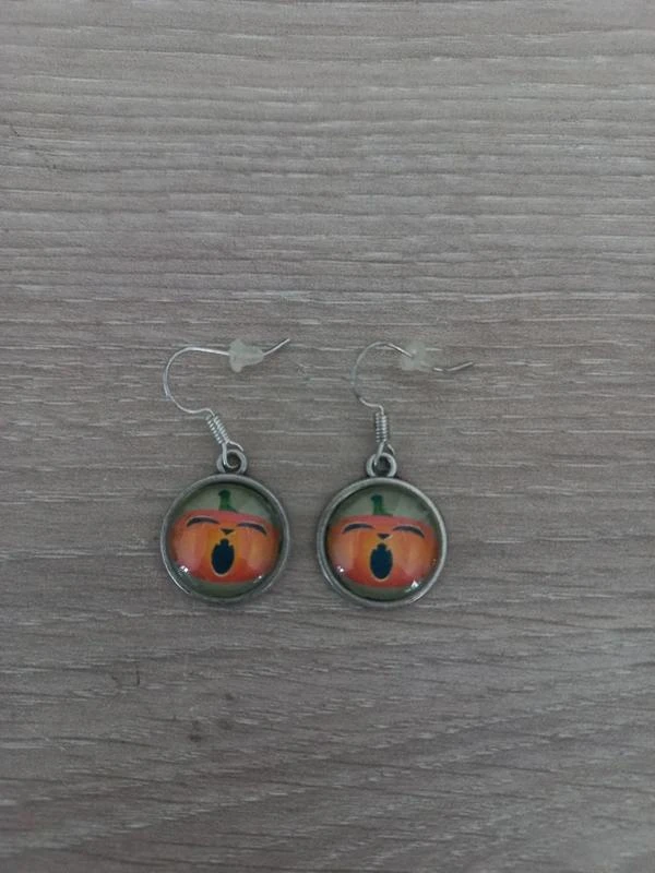 Boucles D'Oreilles Cabochon "Citrouille"